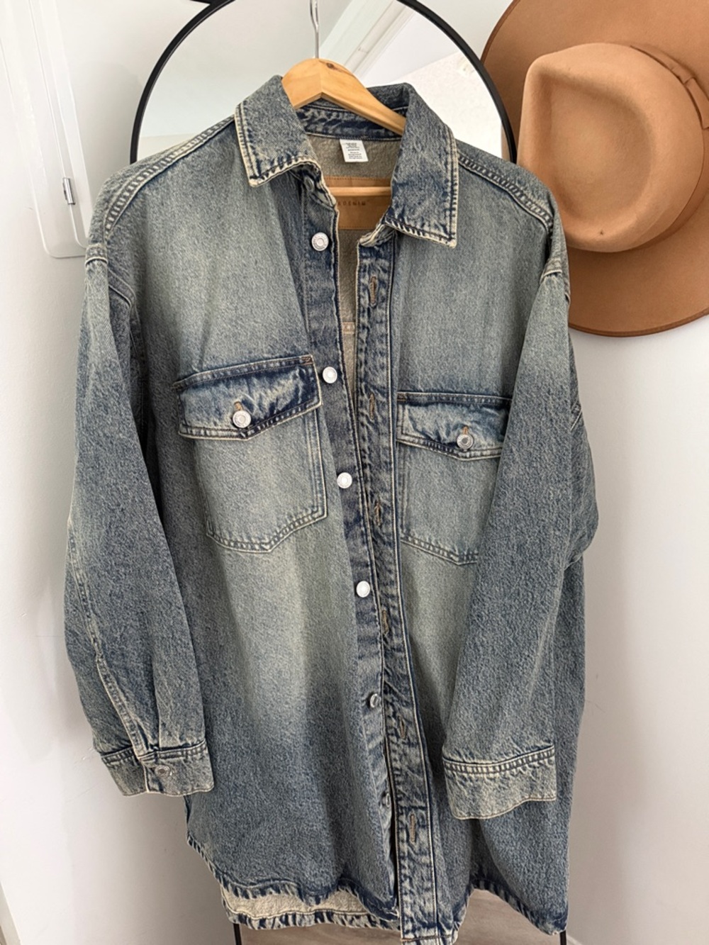 Zara Distressed Light Blue Denim Jean Jacket